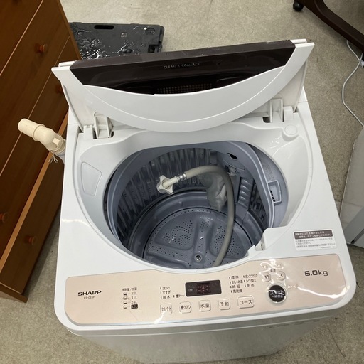 坂2604-212 SHARP 洗濯機 ES-GE6F-T 6.0kg 2021年製 動作確認済み キズ汚れ有り