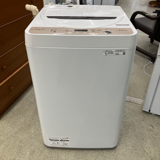 坂2604-212 SHARP 洗濯機 ES-GE6F-T 6.0kg 2021年製 動作確認済み キズ汚れ有り