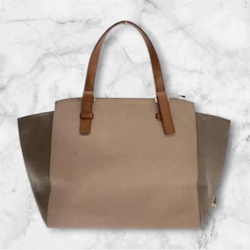 FURLA フルラ　ハンドバッグ　ベージュ　ブラウン　バイカラー