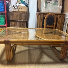 美品　昭和レトロ テーブル　ガラステーブルの画像