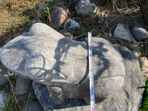 石　置物　蛙　カエル　約70cm　庭石