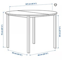 イケア Vihals ダイニングテーブル ホワイト 107cmの画像