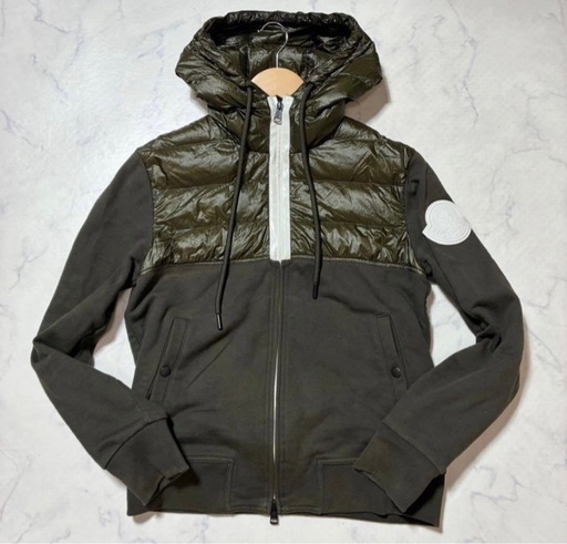 MONCLER ジップアップ スウェット ダウン パーカー ラバーワッペン