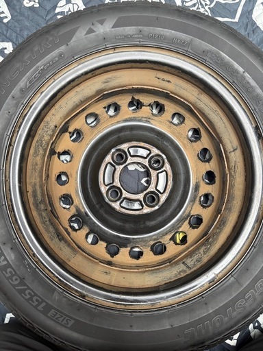 ⑤155/65R14 中古タイヤホイール2本