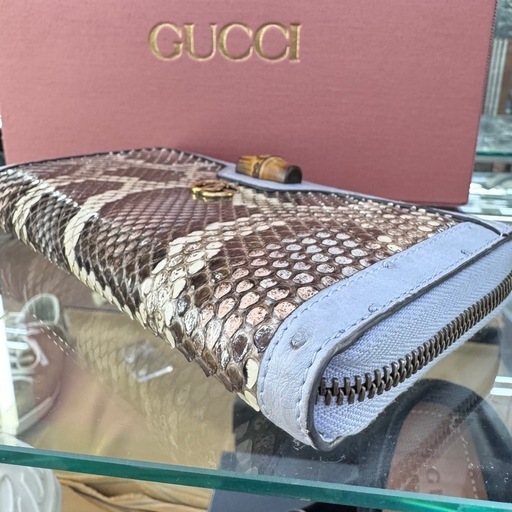 ☆ドリーム荒牧店☆GUCCI パイソン×オーストリッチ コンチネンタル ウォレット 長財布