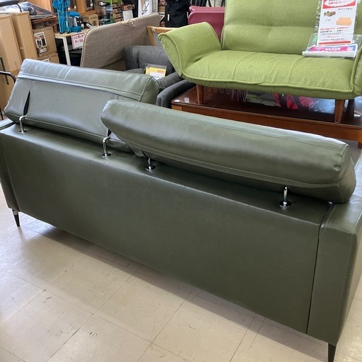中古品　ニトリ　ワイド2人掛けソファ　合皮製　ヘッド可変式　公田店