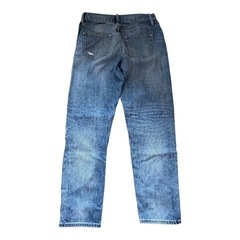 ユニクロダメージデニムパンツ ジーンズ ストレートブルーの画像