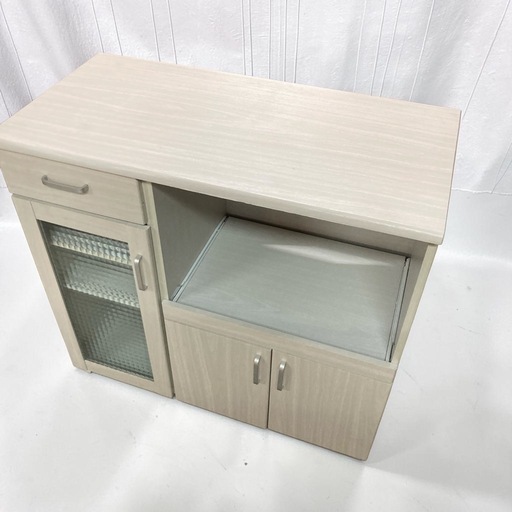 ナフコ two-one style キッチンボード 食器棚 キャスター付き 幅890mm 