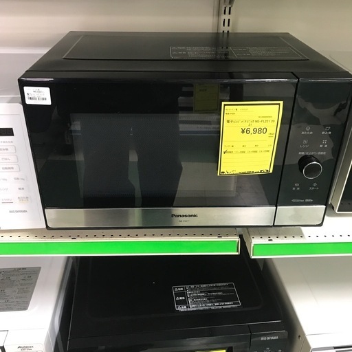 ジャングルジャングル貝塚店　電子レンジ　パナソニック　2021年製　黒　ブラック　横開き　フラットタイプ　ダイヤル　蒸気センサー　スクリューアンテナ　スピードあたため　ヘルツフリー 50／60Hz 中古　貝塚市　二色浜