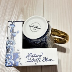 【美品・未使用】オランダの青い陶器 ・デルフト焼き・箱付きコーヒーカップの画像