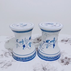 スツール 椅子 花台 陶器 ぶどう柄の画像