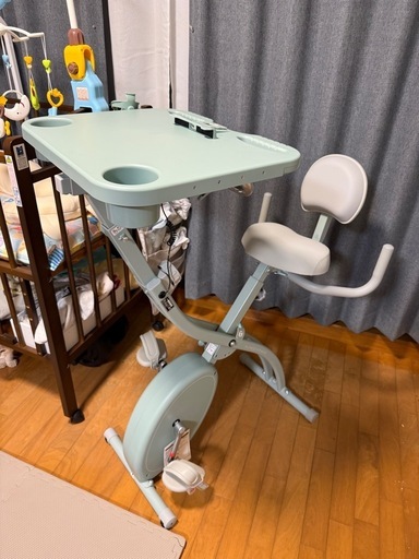ALINCO アルインコ フィットネスバイク Amazon限定グリーン 折りたたみ式 テーブル付き