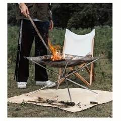 折りたたみ焚き火台【新品・未使用】超軽量／ステンレス製／ソロ〜少人数キャンプにの画像