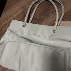 トートバッグ　ショルダーバック　ラインストーンバッグ　ベージュ　シルバーの画像