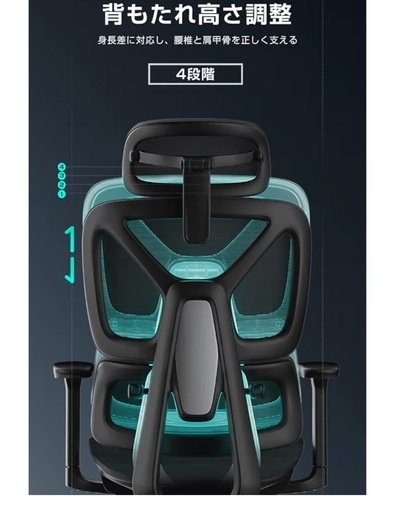 新品未使用✨未開封✨人間工学チェア オフィスチェア ランバーサポート強弱調整式 背もたれ上下調節 座面前後調節 ヘッドレスト付き 3D
