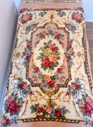 【土日優先】【美品】花柄 毛布 EXCELLERT ピンク シングル