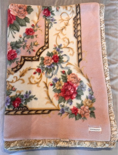 【土日優先】【美品】花柄 毛布 EXCELLERT ピンク シングル