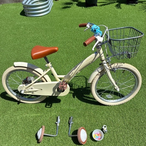 18インチ　キッズ自転車　子供用 トイザらス　アイボリー