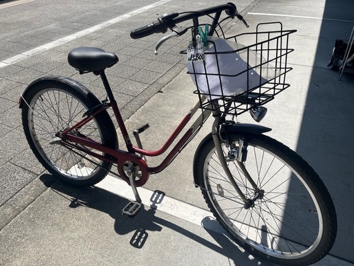 【大人用】整備済中古自転車 ブリヂストン 26型ベガス 赤/ベージュ色 <自転車のオオムラ 静岡店>