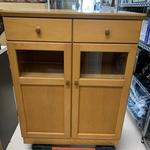 【ドリーム尾浜店】キッチンボード　BR　※天板キズ、スレ、ハガレ等あり　※使用感あり　高さ(H)191.5×幅 (W)124× 奥行(D)50(cm) ドリーム尾浜店】2枚扉食器棚 BR ※キズ、スレ、ハガレ等あり ※開き扉