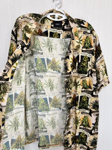 HUF 大麻　半袖シャツ　総柄　XLサイズ
