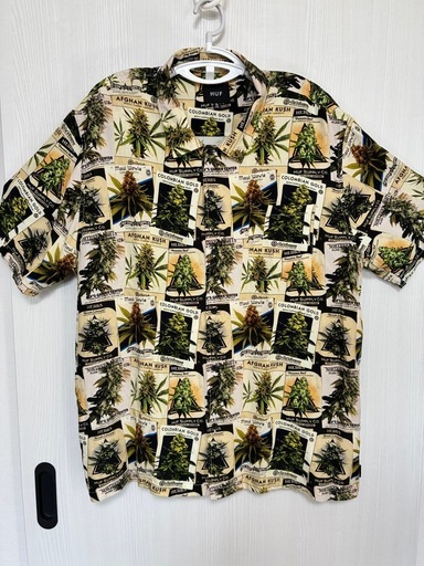 HUF 大麻　半袖シャツ　総柄　XLサイズ