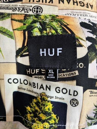 HUF 大麻　半袖シャツ　総柄　XLサイズ