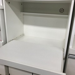 ジャングルジャングル貝塚店　レンジボード　白　ホワイト　木　2枚扉　磨りガラス　高さ調節　スライドテーブル　スリム　中古　貝塚市　二色浜の画像