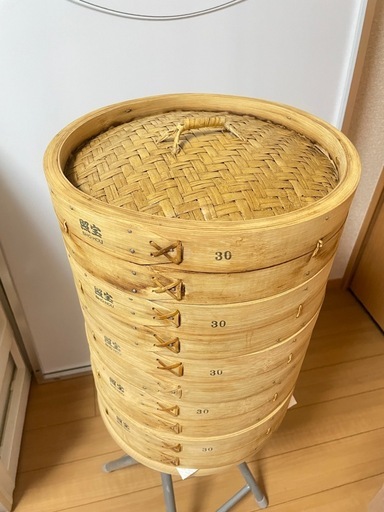 照宝 特大竹せいろ4段 蒸し板セット 30cm