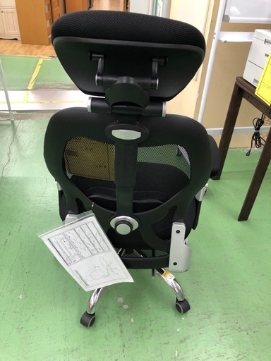 【ドリーム川西店御来店限定】☆ジモティー見たよ♪割引☆  オットマン搭載 メッシュOAチェア BK クリーニング済み 【2125560000061198】