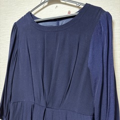 【美品】ナチュラルビューティーベーシック ワンピース ネイビー L 七分袖の画像