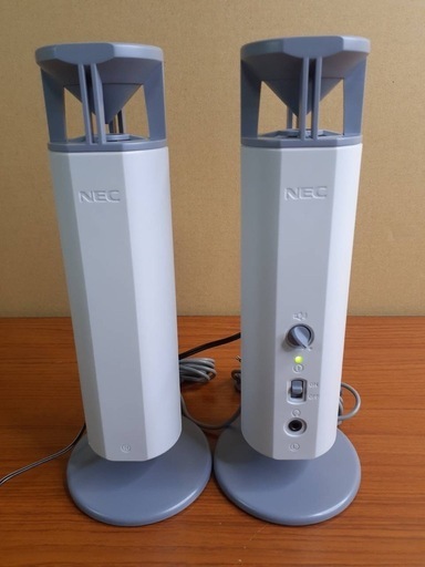 ★動作★NEC マルチメディアスピーカー HBS-2 ペア 元箱・電源ケーブル付 オーディオ スピーカー エヌイーシー オーディオ機器
