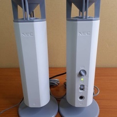 ★動作★NEC マルチメディアスピーカー HBS-2 ペア 元箱・電源ケーブル付 オーディオ スピーカー エヌイーシー オーディオ機器の画像