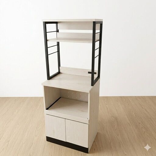 【新品】☆ハイタイプ オープン収納レンジ台 WO☆