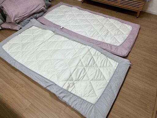 ニトリ カバー付き 温度調整掛け布団 布団セット 6点 (S シングル グレー ピンク)　2組セット + 布団圧縮袋（2枚）