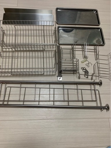 LOWYA 燕三条製　突っ張り水切りラック 箸・包丁・まな板立て付き　デラックス