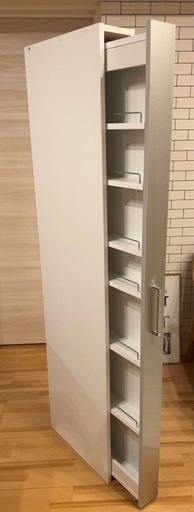 ディノス すき間収納 ボックス付きワゴン スキマ ホワイト シルバー 隙間 白