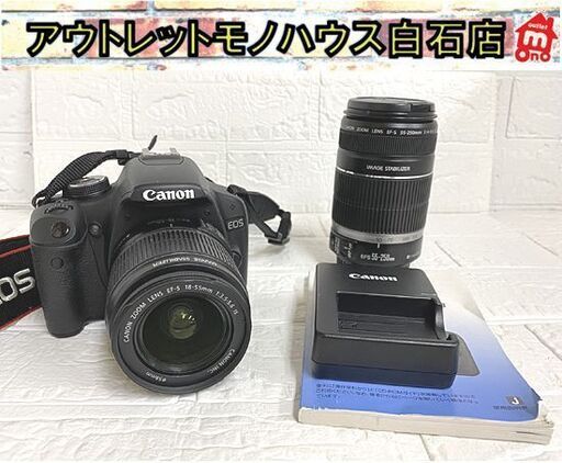 商談中 Canon デジタル一眼レフカメラ EOS Kiss X3 レンズ2本、充電器付き 1510万画素 ブラック キャノン デジカメ 札幌市 白石店