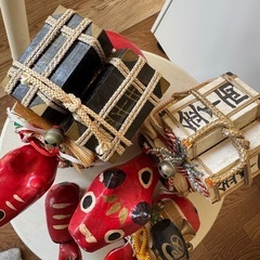 【縁起物】赤べこ 4体セット（千両箱・打ち出の小槌・金運・無病息災）の画像