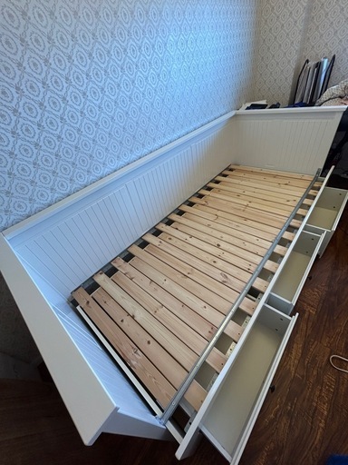 期間限定価格！【フレームのみ】HEMNES ヘムネス　デイベッドフレーム（引き出し×3）, ホワイト, 80x200 cm