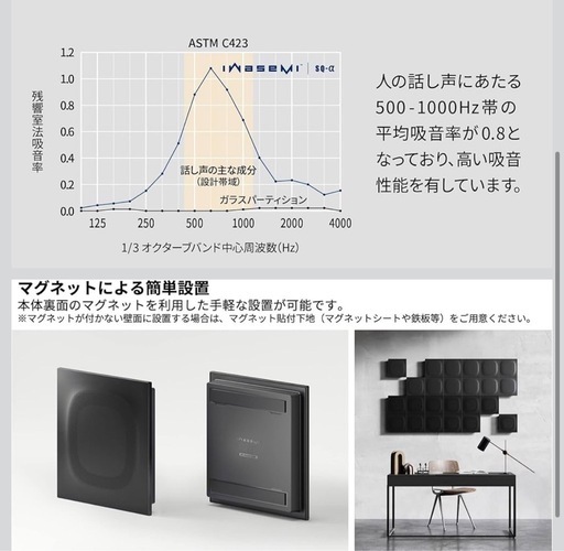 iwasemi 吸音 ウォールパネル アクセント 子供 防音　吸音材 日本製 事務所 楽器