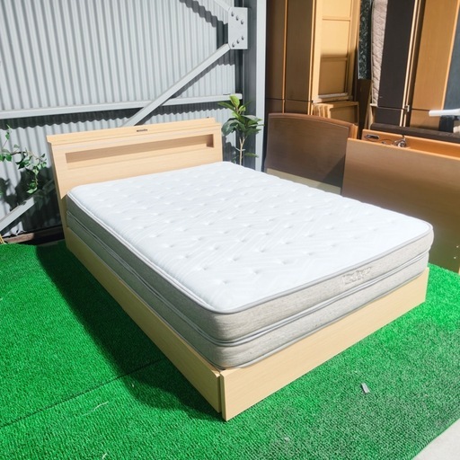 ?激安??自社配送?収納付きダブルベッドマットレスセット 