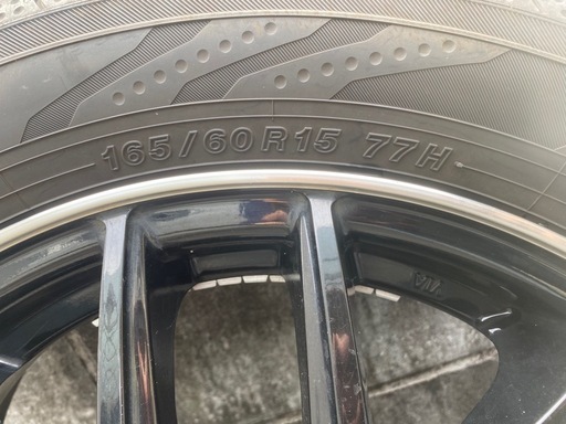 （画像用） ハスラー165/60R15 良品タイヤ＆黒アルミホイール