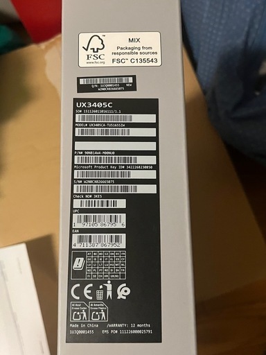 ノートパソコン　ASUS Zenbook 14 OLED (UX3405)