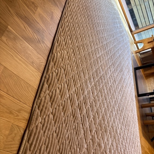 【美品・大判190×300】北欧風ラグ｜洗える・おしゃれミルクティー色｜即使用OK