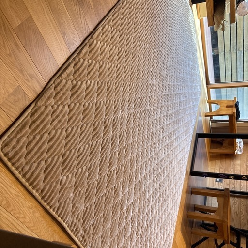 【美品・大判190×300】北欧風ラグ｜洗える・おしゃれミルクティー色｜即使用OK