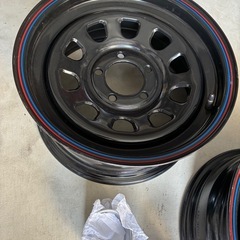 DAYTONA'S デイトナ 15インチ 7.0J 5H114.3 +19 ブラック(レッド/ブルーライン) スチールホイール２本
の画像
