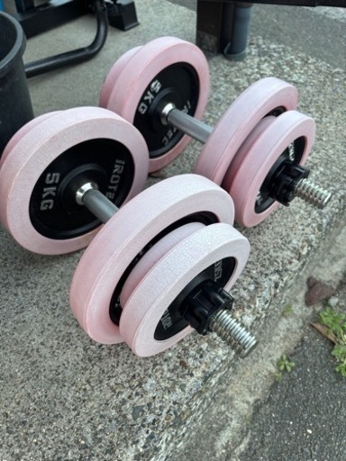 【いなべ市・直接引取】IROTEC（アイロテック）ラバーダンベルセット 片手30kg×2個