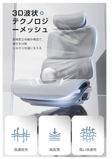 ⭐️新品未使用 人体工学チェア オフィスチェア フットレスト付 3Dグレー478