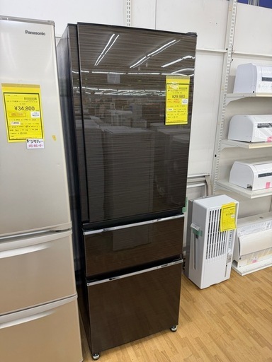 【ドリーム川西店御来店限定】☆ジモティー見たよ♪割引☆三菱　3ドア冷蔵庫　MRCX37E-BR  2019年製　美品／クリーニング済み【2125560000062041】